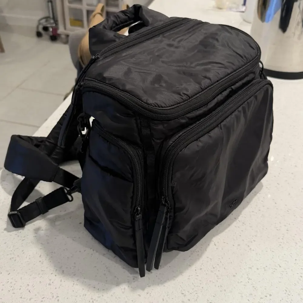 Caraa Baby Nylon Diaper Bag Backpack Insulated Bottle Pocket Travel in Black